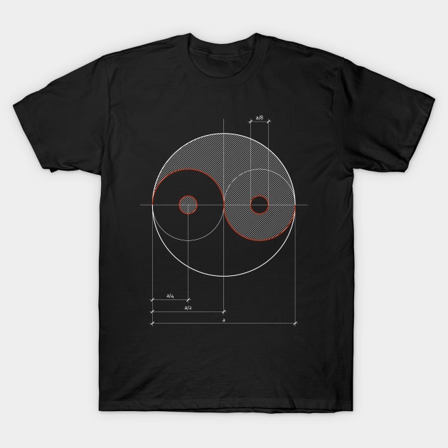 Yin Yang technical drawing T-Shirt by kallyfactory